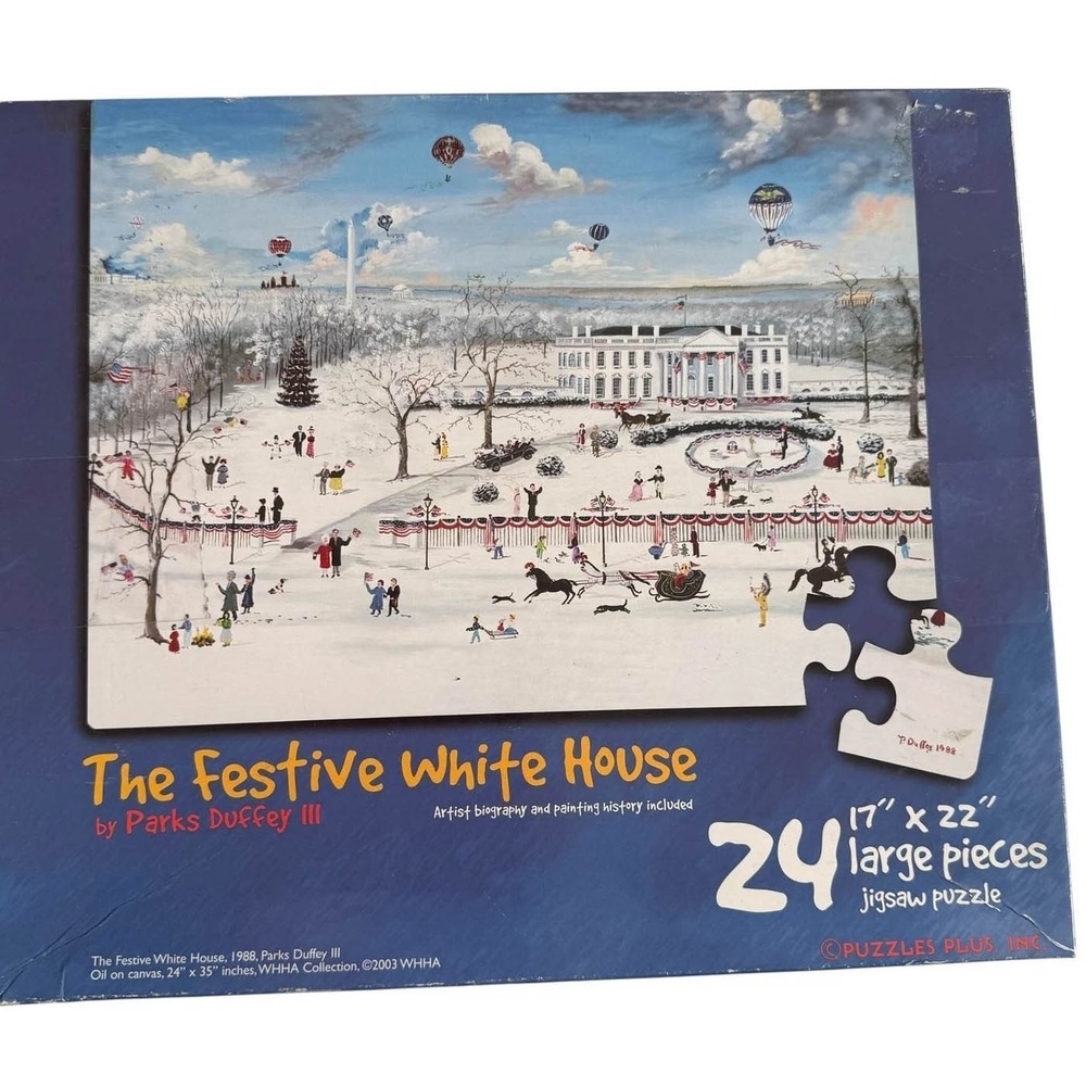 Puzzles Plus Parks Duffey III The Festive White House 24 Pieces Puzzle Complete